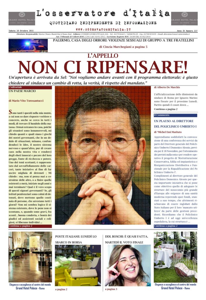 L'osservatore d'Italia edizione del 10 Ottobre 2015